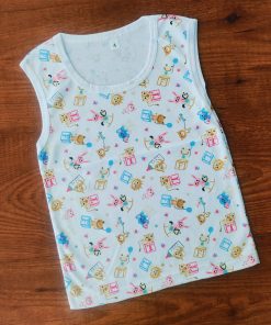 Vest Sleeveless - White with Frog and Rabbit - VT