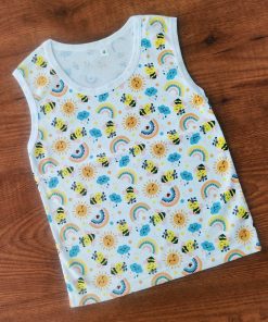 Vest Sleeveless - White with Honeybee and Sun  - VT