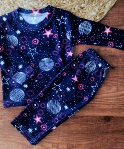 Full Sleeve Pajama Set - Dark Blue with Space  - PJ1
