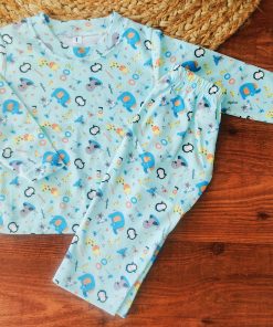 Full Sleeve Pajama Set - Light Green with Zoo Animals  - PJ1
