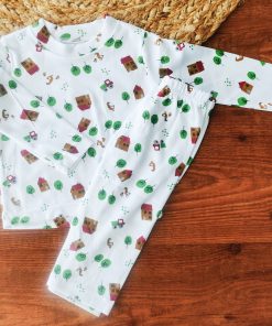 Full Sleeve Pajama Set - White with Home and Tree - PJ1