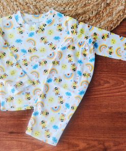 Full Sleeve Pajama Set - White with Honeybee - PJ1