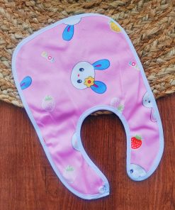 Cotton Bib - Pink With Rabbit Head and Strawberry - BIB1