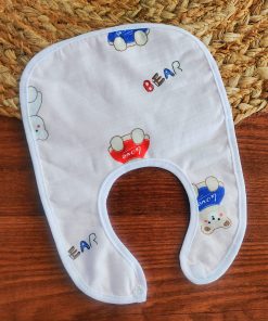 Muslin Baby Bib - Light Pink with Bear - BIB1