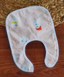 Muslin Baby Bib - Light Pink with White Teddy - BIB1