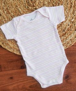 Romper/Onesie - Pink and Yellow Strip - AZBS