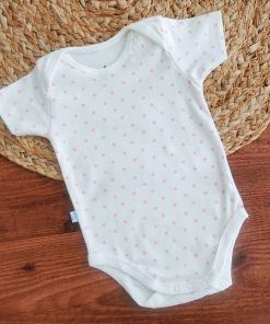 Romper/Onesie - Off White with Pink Dot -  AZBS