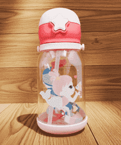 Sipper/Water Bottle - Light Pink with Red - WB1