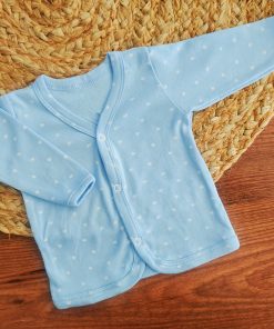 Full Sleeve Jhabla Front Button - Blue with White Heart  - FSJ1