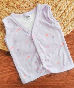 Sleeveless Jhabla Front Button - Lavender Floral - JH1