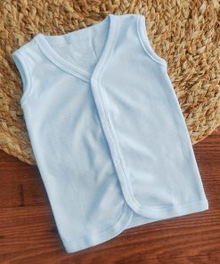 Sleeveless Jhabla Front Button - Blue Strip - FSJ1