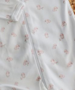 Alternative view of Hooded Sleeping Suit - White with Pink Rabbit - SS1