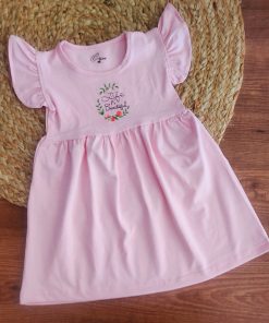 Knitted Cotton Frock - Pink - DFK