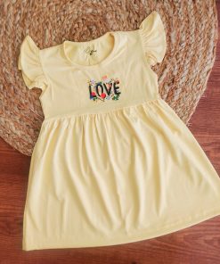Knitted Cotton Frock - Yellow - DFK
