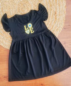 Knitted Cotton Frock - Black - DFK