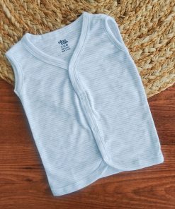 Sleeveless Jhabla Front Button - Gray Stripe - FSJ1