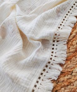 Alternative view of Crinkled Muslin Swaddle with Lace - 100x100cm - Color Plane - SW1