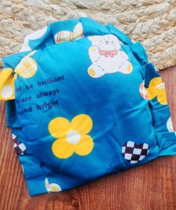 Cotton Rai Pillow - Dark Green with Teddy and Flower - PL1