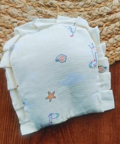 Muslin Rai Pillow - Light Yellow with Giraffe and Boat - PL1