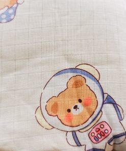 Muslin Rai Pillow - Light Yellow with Space Teddy  - PL1 - Image 2