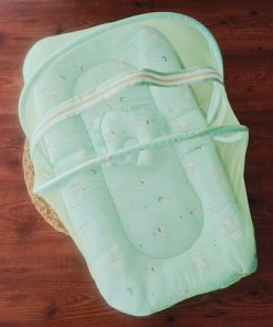 Foldable Muslin Bedding Set - Green with Baby Animals and Cloud - BS1 - Image 2