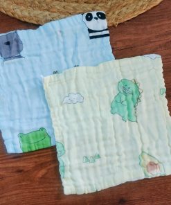Crinkled Muslin Face Towel - Pack Of 2 - Blue + Yellow - Image 2