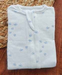 Sleeping Suit -  Off White with Blue Honey Bee - SS1 - Image 2