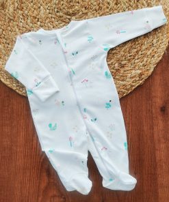Sleeping Suit - White with Chick and Flower - SS1