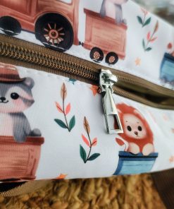 Mini Mother Diaper Bag - Brown Animals on Train - MDB1 - Image 3