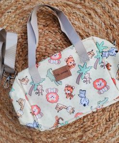 Mini Mother Diaper Bag - Light Yellow with Lion, Tiger, Giraffe and Monkey - MDB1