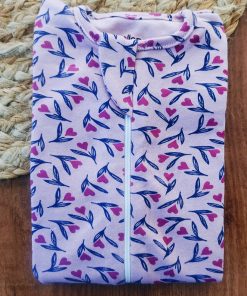 Alternative view of Sleeping Suit - Light Lavender with Floral Heart - SS1