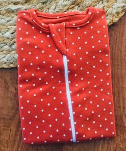 Alternative view of Sleeping Suit - Red with White Dot - SS1