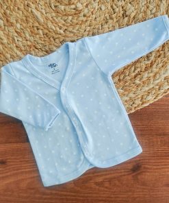 Full Sleeve Jhabla Front Button - Blue with White Star - FSJ1
