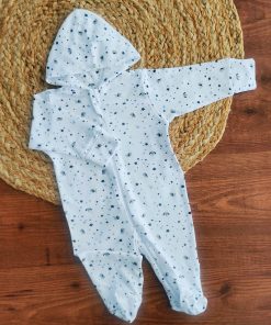 Hooded Sleeping Suit - White with Grey Dog and Star - SS1