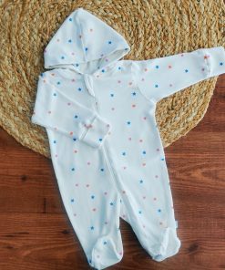 Hooded Sleeping Suit - Off White with Color Star - SS1