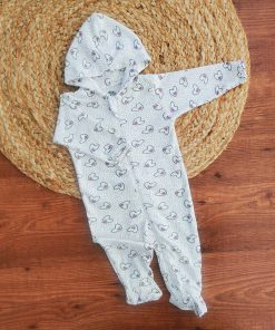 Hooded Sleeping Suit - Purple Dot and Heart - SS1
