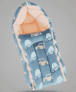 Soft Cotton Kangaroo Wrapper - Grey Car and Orange - KW1