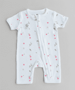 Half Sleeve Sleeping Suit - White with Floral - SS1