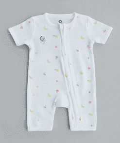 Half Sleeve Sleeping Suit - White with Fruits - SS1