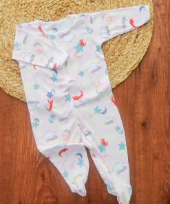 Sleeping Suit - Light Pink with Stars and Clouds - SS1
