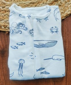 Alternative view of Sleeping Suit - White with Sea Animal - SS1