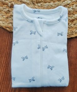 Alternative view of Sleeping Suit - White with Black Dog - SS1