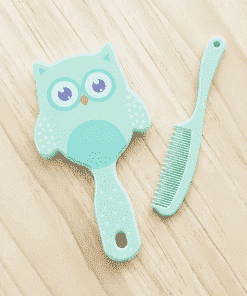 Baby Comb and Brush Set - Light Green Owl - CB1