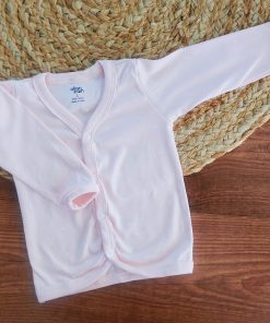 Full Sleeve Jhabla Front Button - Pink with White Star - FSJ1