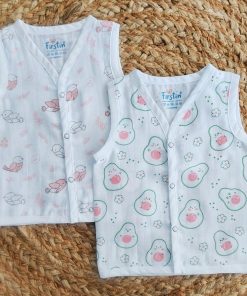 Organic Muslin Cotton Jhabla - Pack of 2 - Pink Sparrow + Avocado - JH1