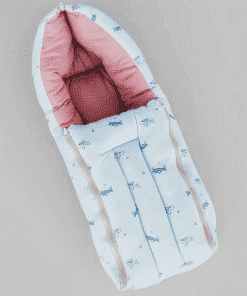 Soft Cotton Kangaroo Wrapper - Light Blue with Airplane and Pink - KW1