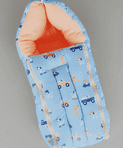 Soft Cotton Kangaroo Wrapper - Blue with Car and Orange - KW1