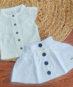 Girls Top and Skirt - Yellow and White - GTS1