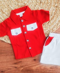 Shirt and Shorts Set - Red and White - SH1