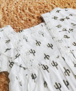 Alternative view of Girls Casual Frock - White with Cactus - FRK